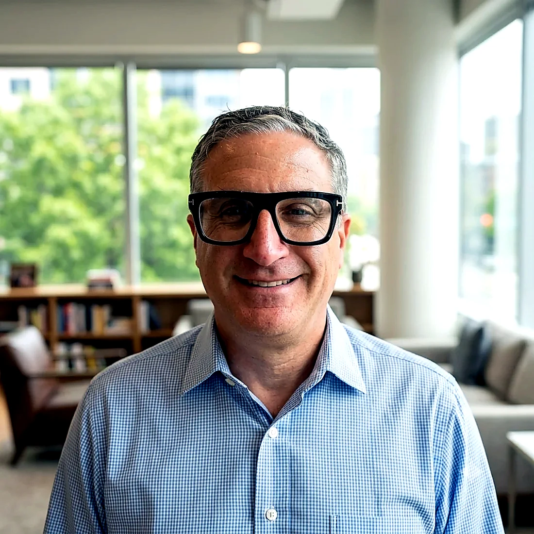 Photograph of Andrew J. Hillman at his Dallas, Texas office